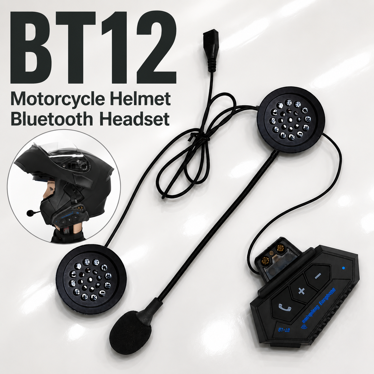 K06 Motorcycle Helmet Bluetooth Headset Wireless Earphone Handsfree ...