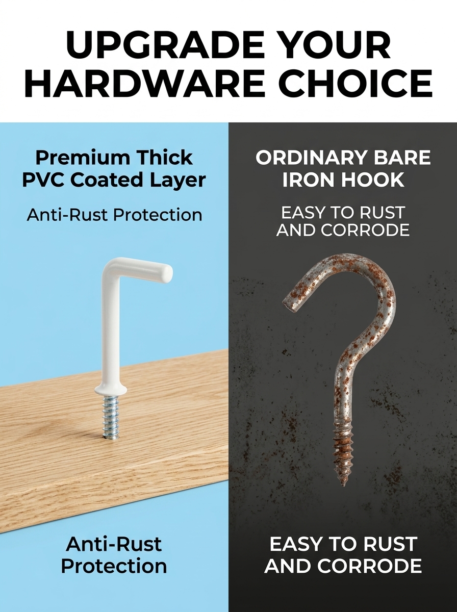 BESTGUARD PVC Coated Square L Hooks, Anti-Rust Self-Tapping Wood Hooks ...