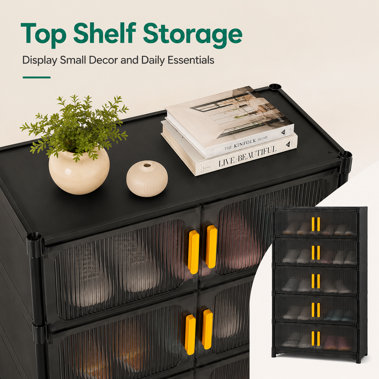 SALVO Stackable Shoe Cabinet Double Door Dustproof Plastic Shoe Rack ...