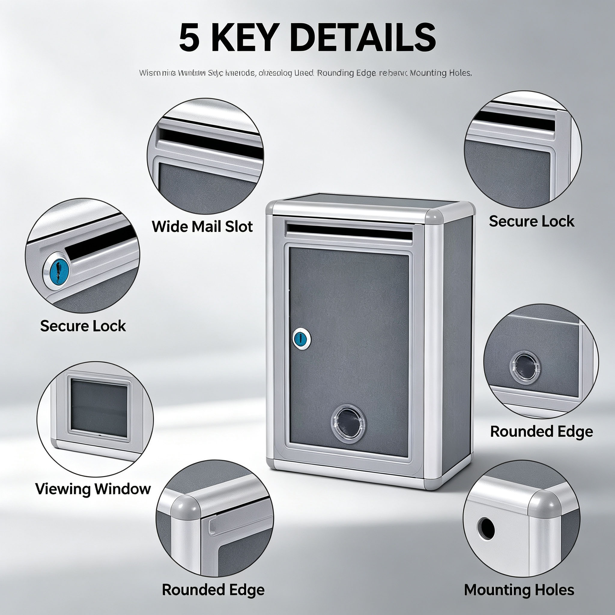 Wall Mounted Lockable Metal Letter Box Rainproof Outdoor Wall‑Mount ...