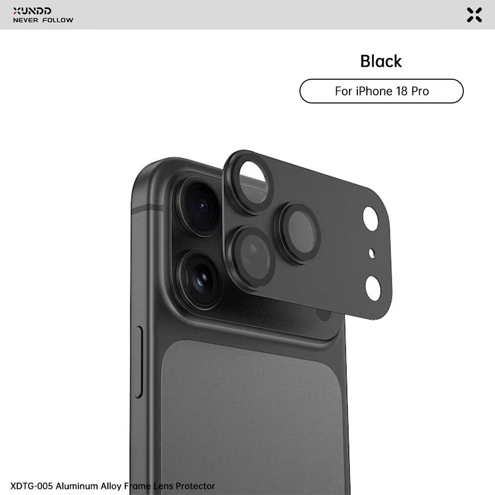XUNDD XDTG-005 ALUMINUM ALLOY FRAME CAMERA LENS Protector FOR IPHONE 18 ...