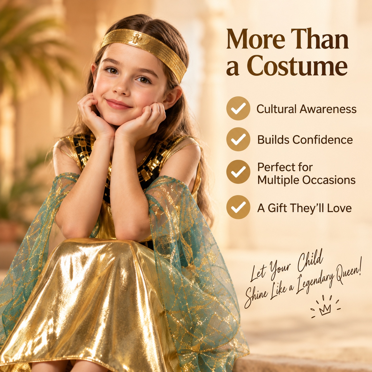 Egyptian Princess Costume for Girls, Royal Queen Dress for Cultural ...