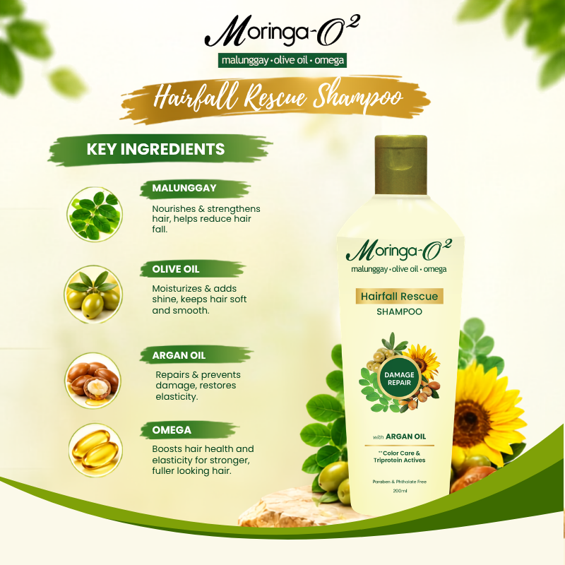 Moringa-O2 Herbal Hairfall Rescue Shampoo - Damage Repair 200mL ...
