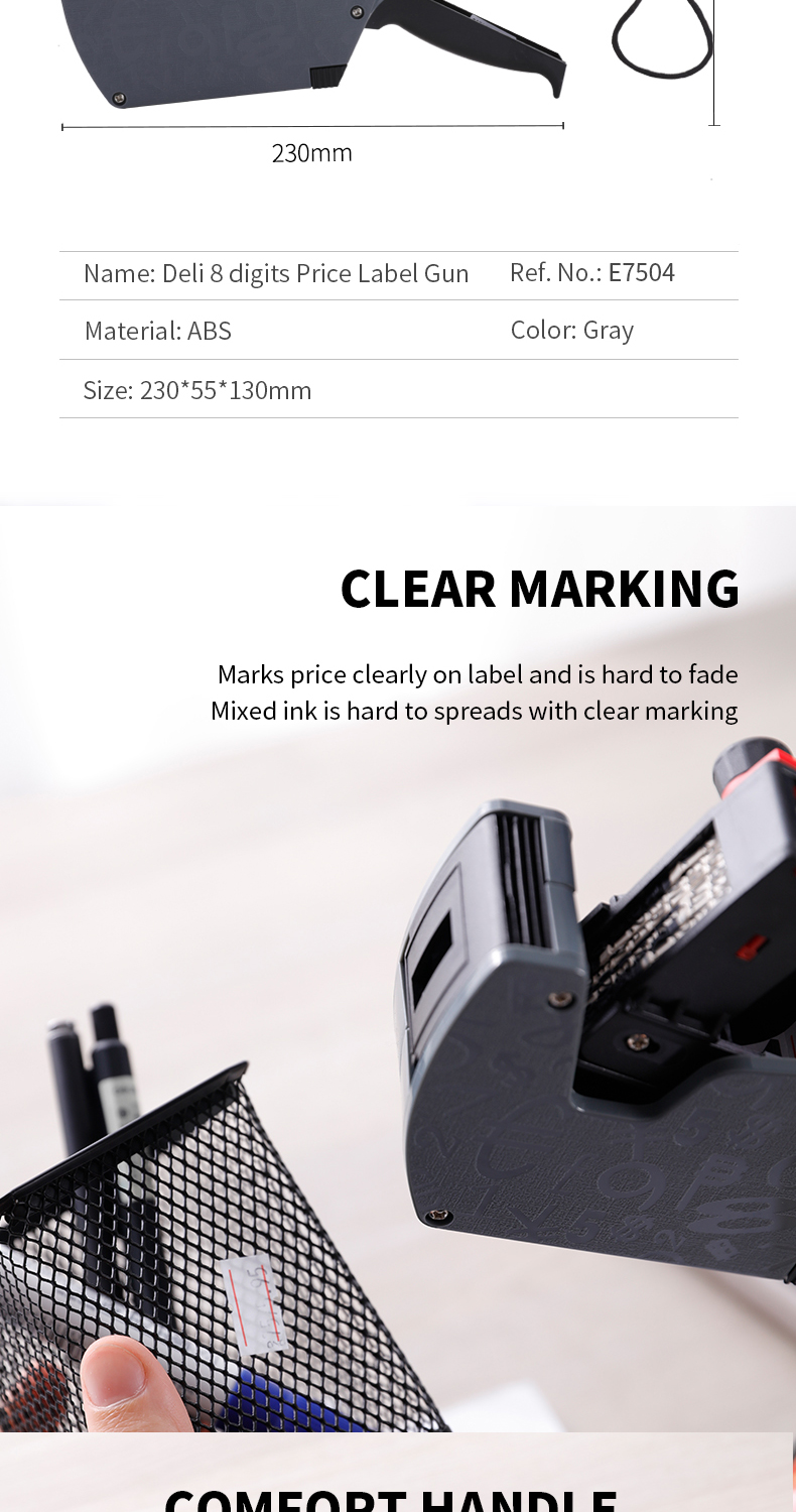 Deli 8-Digit Price Label Gun, Single Line Handheld Pricing Machine for ...