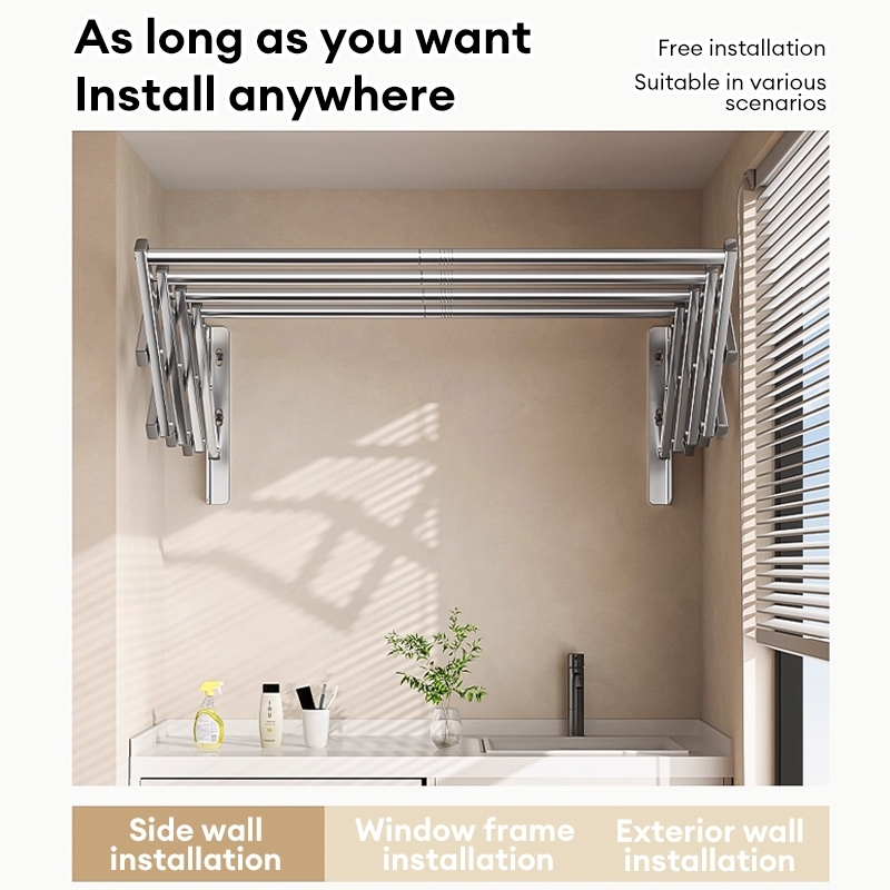 Retractable Foldable Sampaya Stainless Wall Mounted Clothes Drying Rack ...