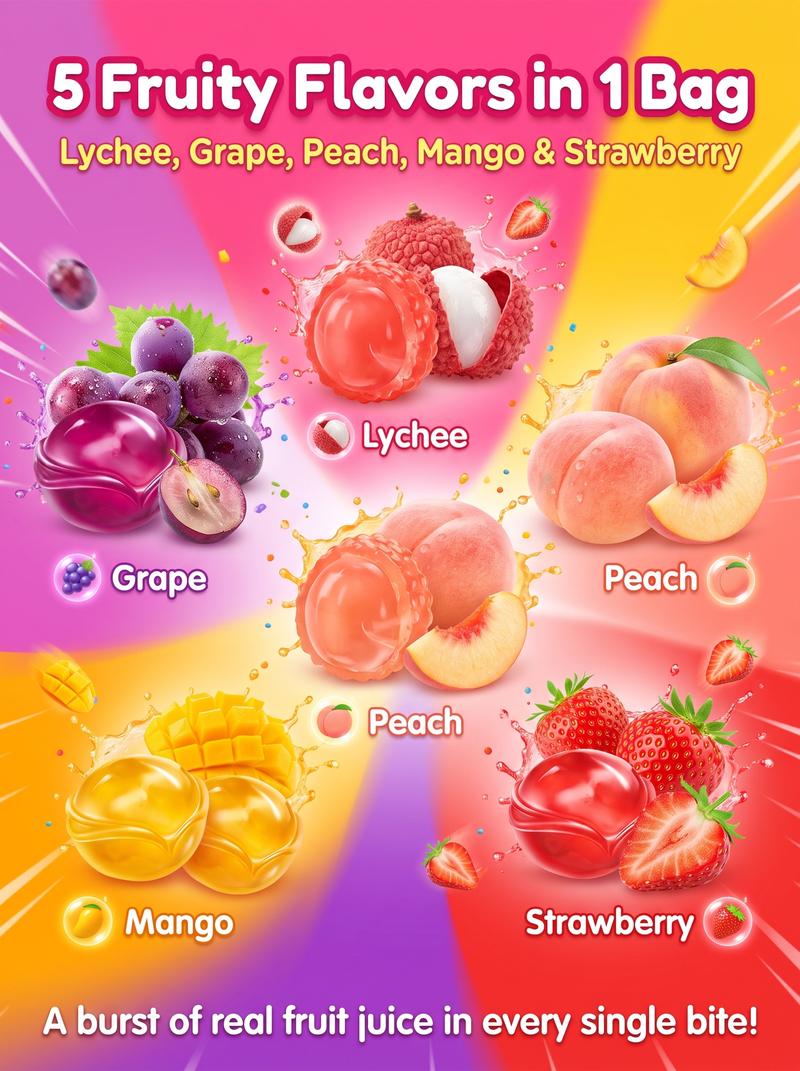 COCO Mini Peelable Gummies Candy 250g/500g Mixed Flavor/Mango/Grape ...