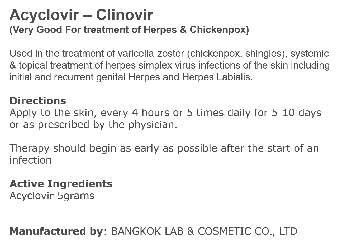 Clinovir Acyclovir Cream 5 grams Skin Care. | Shopee Philippines