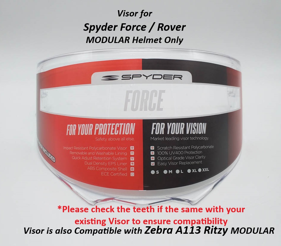 Spyder ROVER / FORCE / FORCE+ Modular Helmet Spare Visor Lens ...