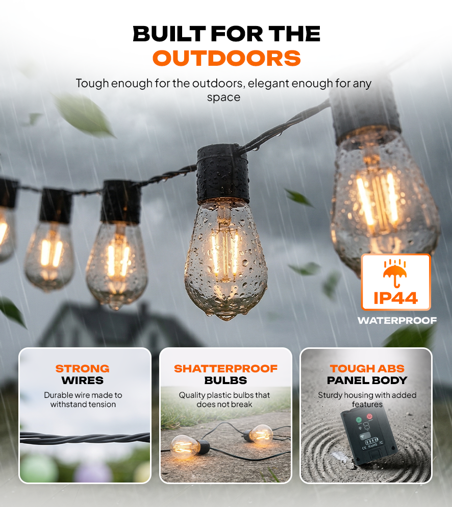SOLAR MANILA Solar String Bulb Lights | 30 Warm White LEDs 5M ...