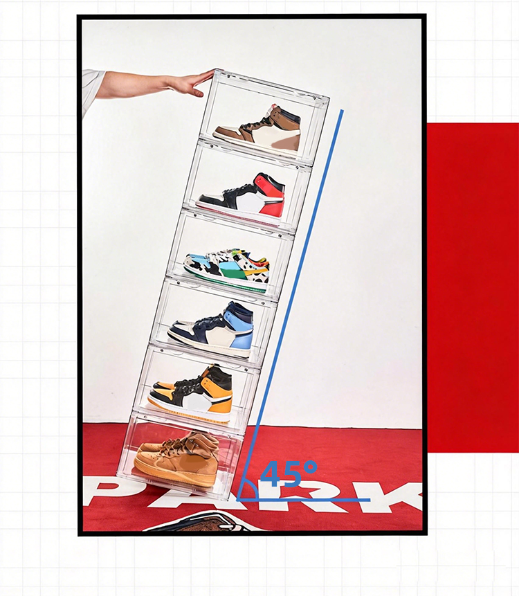 Acrylic Shoe Box Stackable Magnetic Shoe Rack Transparent Storage ...
