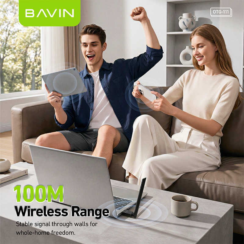 BAVIN O111 USB Bluetooth 5.3 100M Dongle Wireless Adapter for PC ...