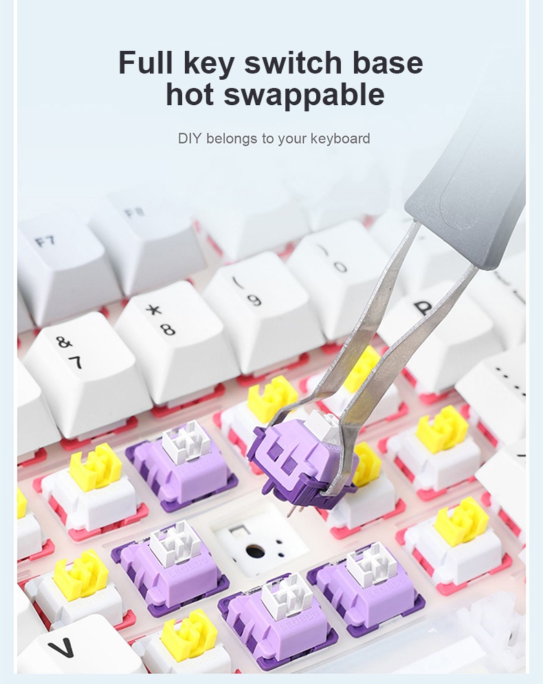 AULA F99 Gaming Mechanical Keyboard RGB Hot Swappable 99 Keys Tri-Mode ...