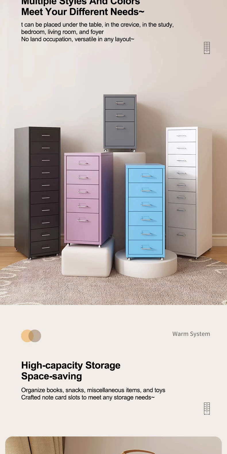 ALVIN Metal Drawer Storage Cabinet With Lock Home/Office Storage ...