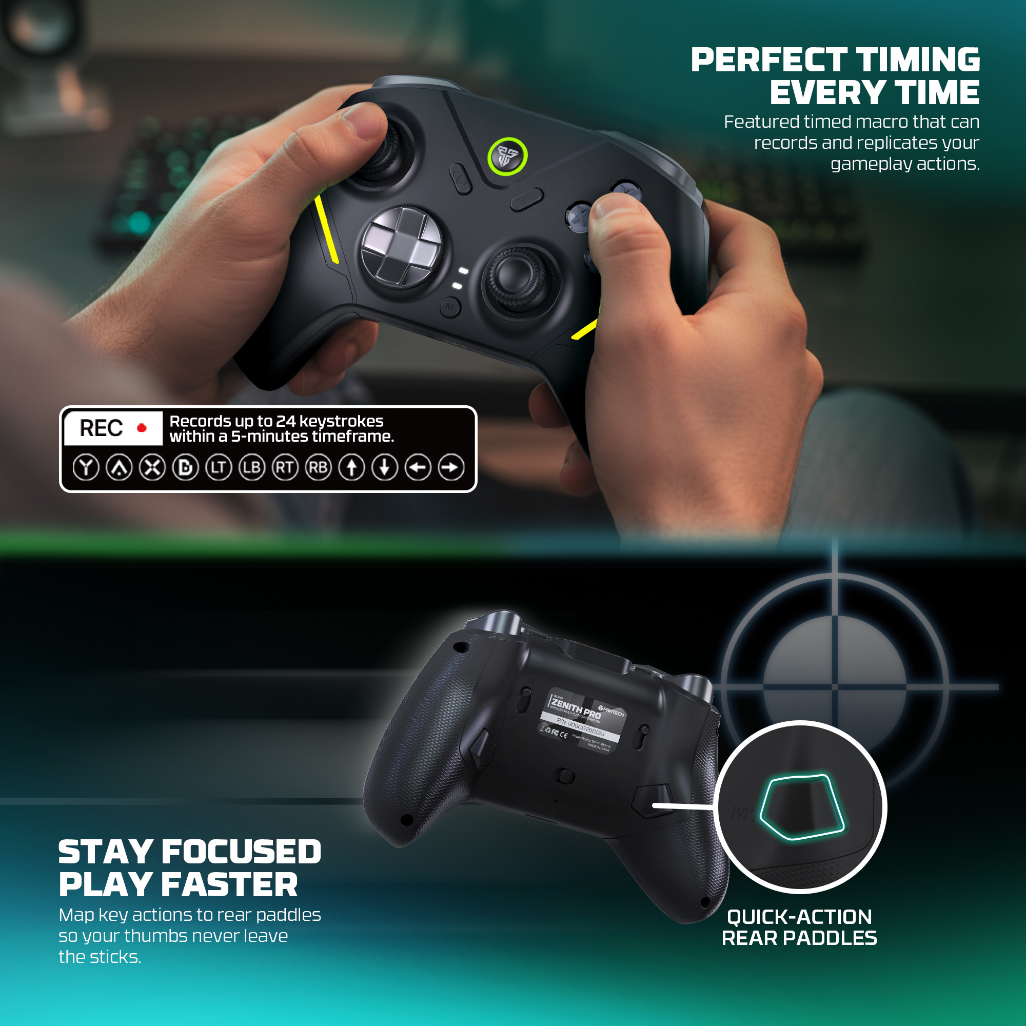 Fantech WGP18 ZENITH PRO Multi-Platform Gamepad Tri-mode Connectivity ...