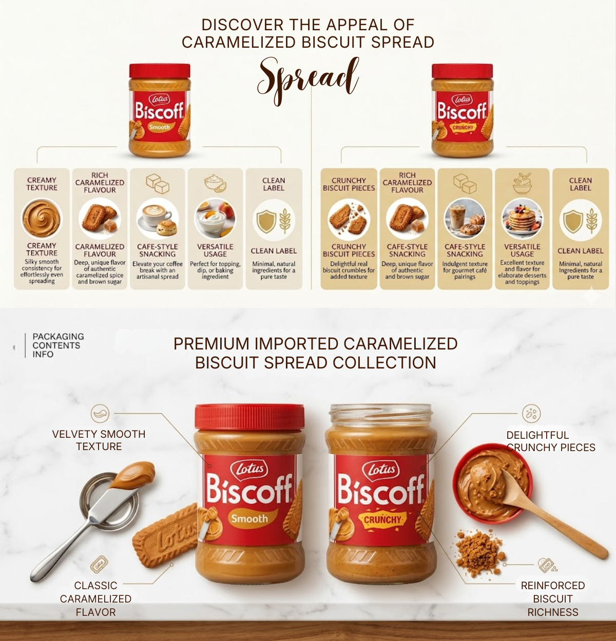 Lotus Biscoff Cookie Butter Spread | Smooth 400g or Crunchy 380g ...