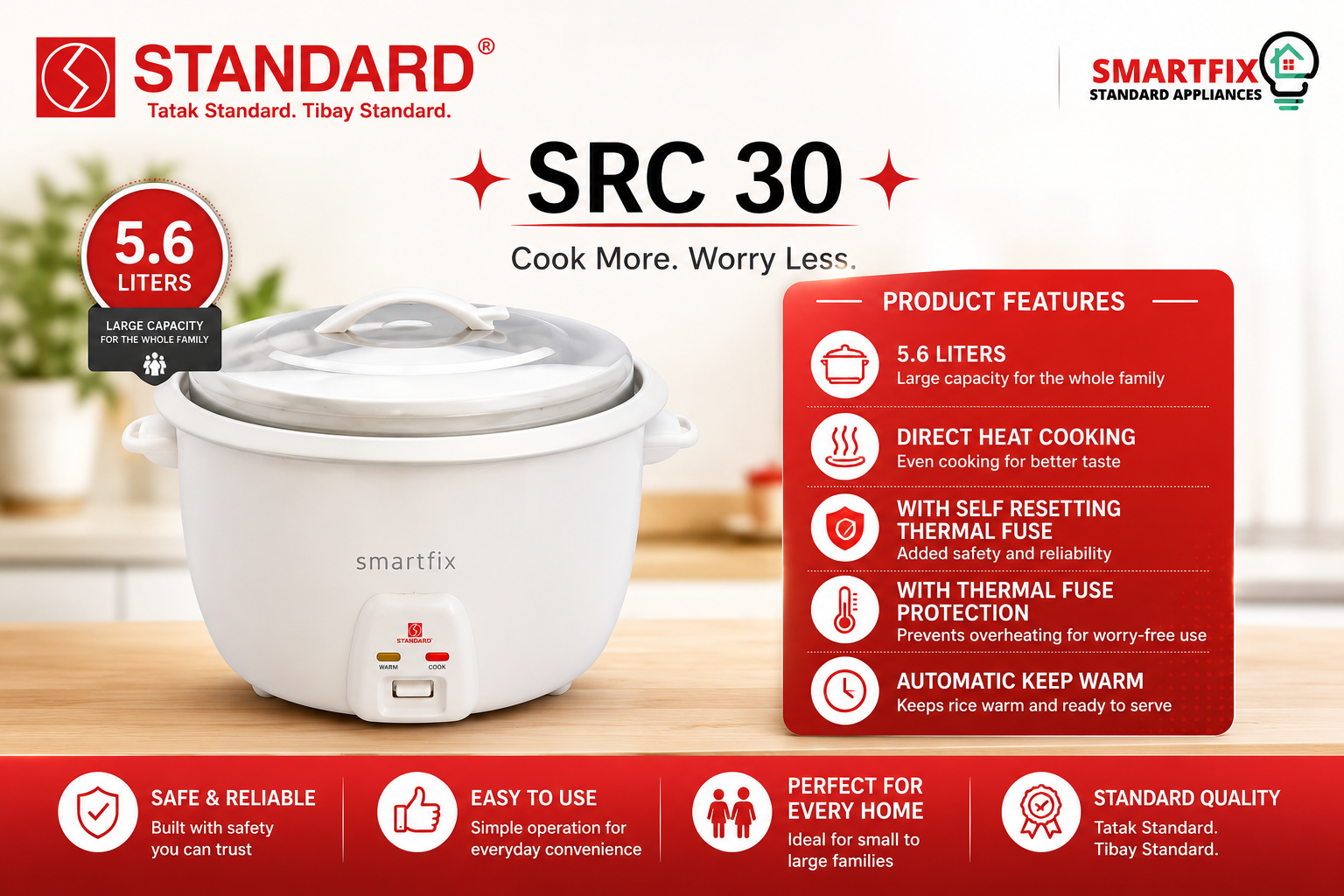 Standard Rice Cooker 5.6L SRC 30 for 30 persons with FREE rice ladle ...