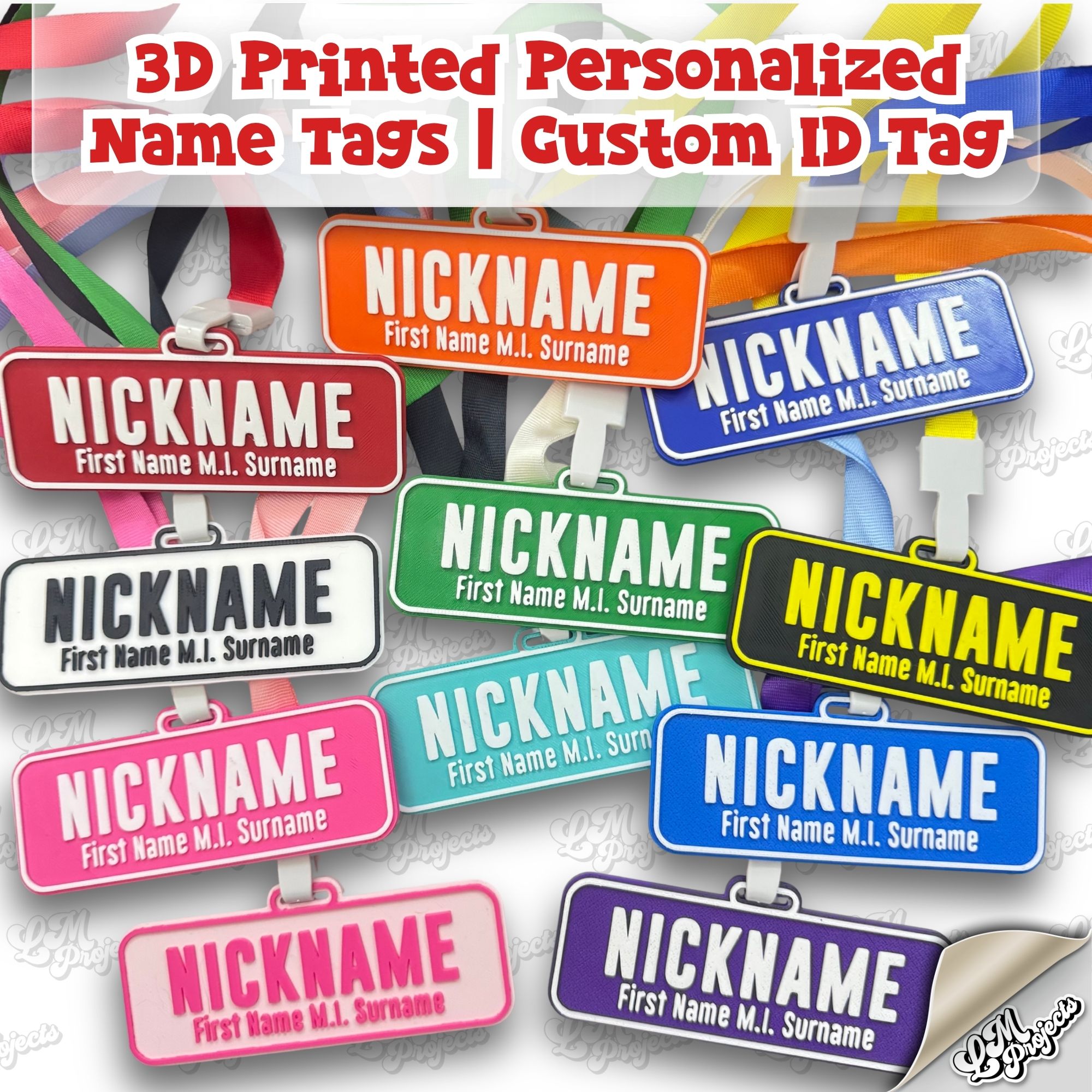 3D Printed Personalized Name Tag | Custom ID Tag (Free ID Lace Included ...