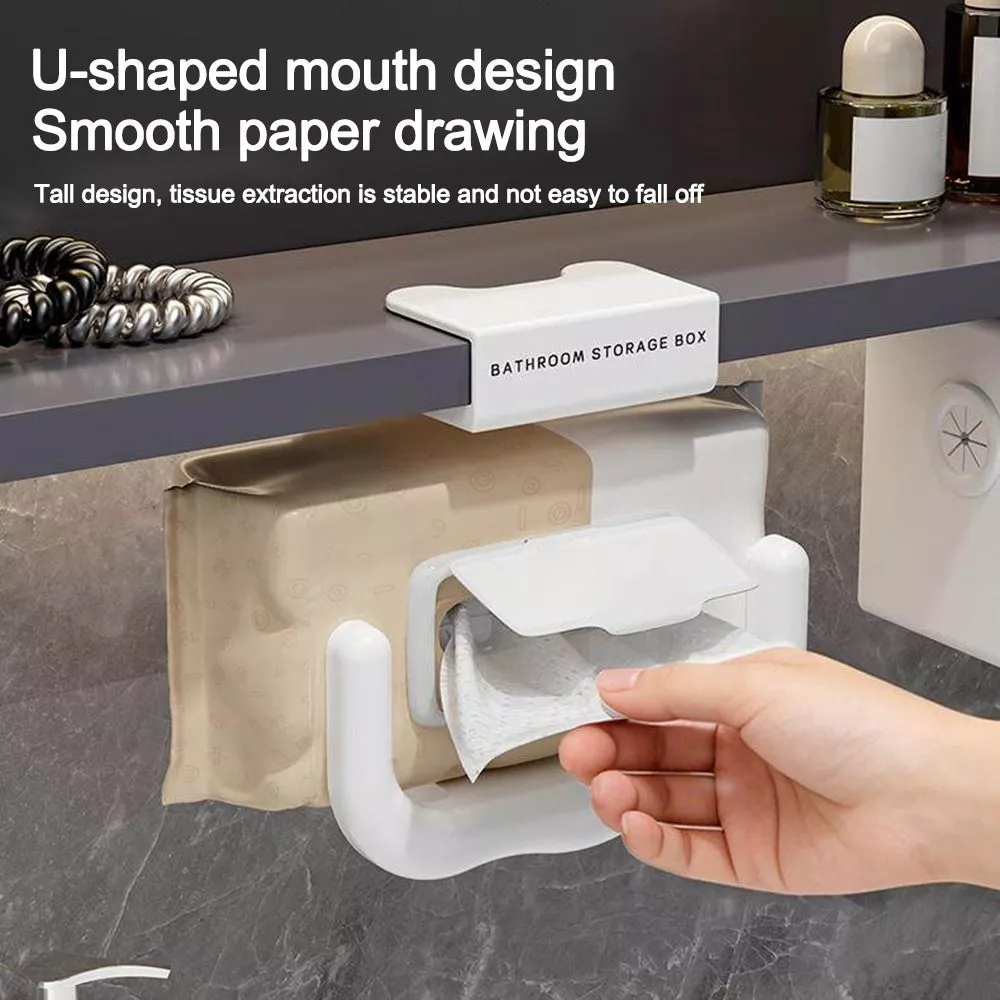 U-Shaped Wall Mount Tissue Holder&Towel Rack No-Drill Adhesive ...