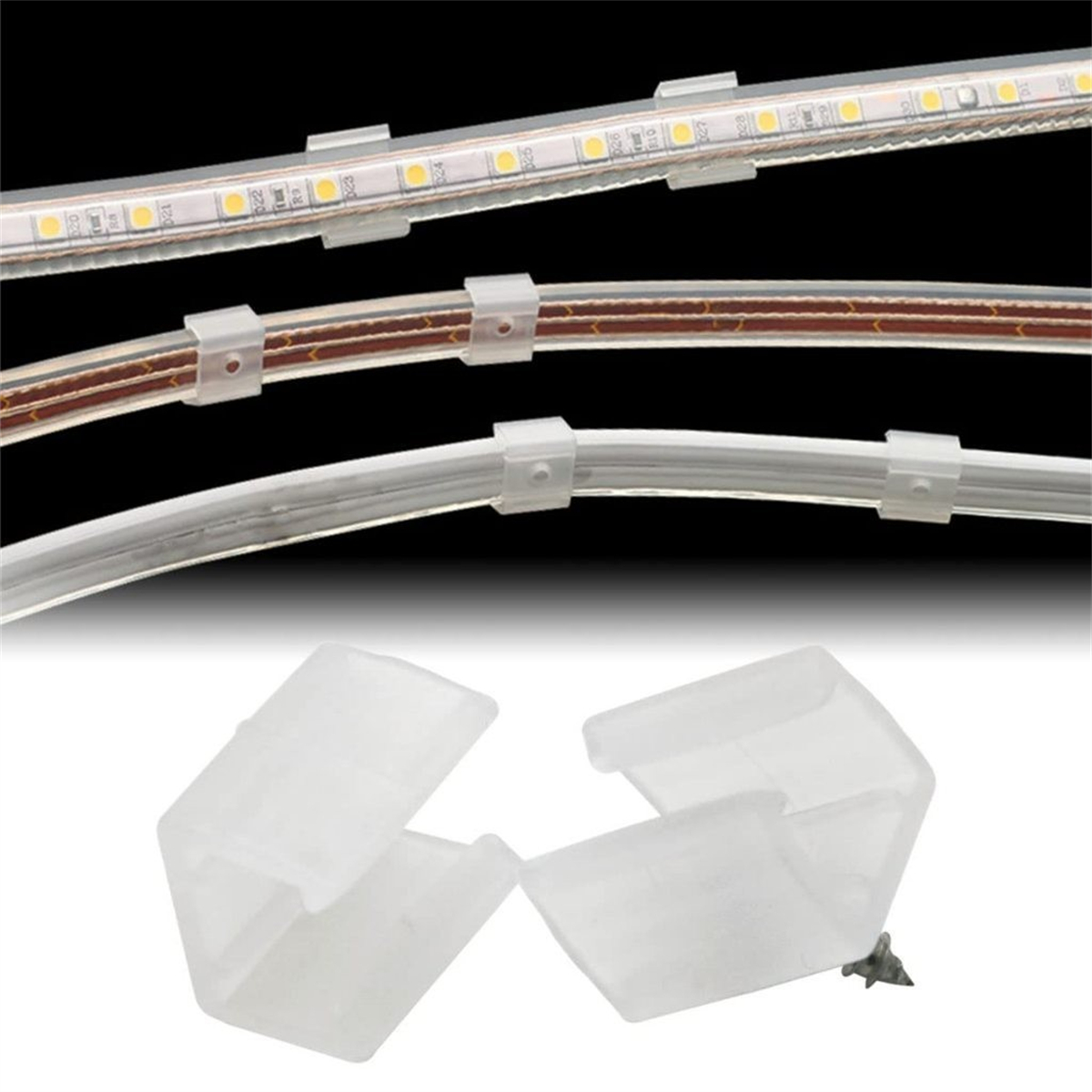 50Pcs LED Strip Mounting Clips Screws Plastic Holder Bracket 6/8/10 ...