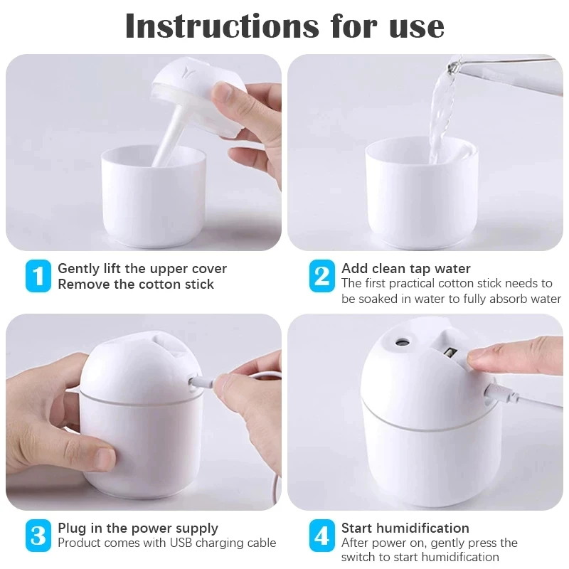 LXL 250ml Mini Ultrasonic Air Humidifier RGB Mood Light USB Home ...