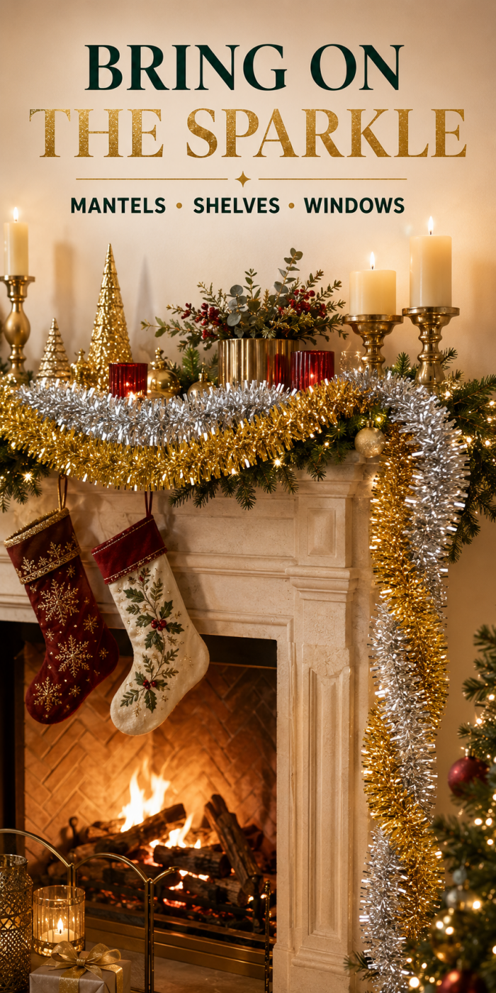 Christmas Tinsel Garland 2M 4 Colors Fluffy Shiny Metallic Tinsel for ...
