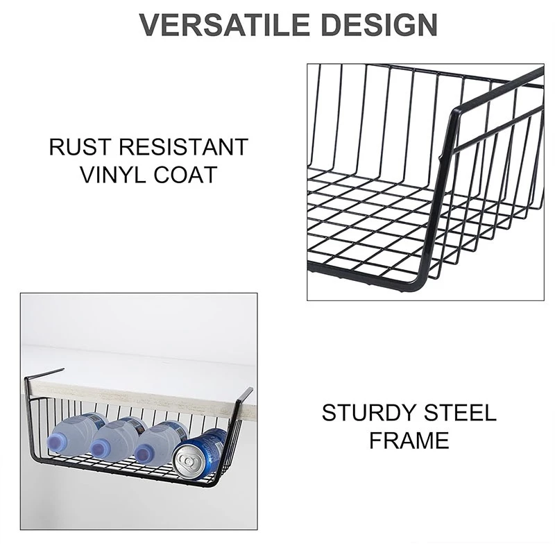 Under-Shelf Metal Wire Storage Basket Hanging Rack Organizer ...