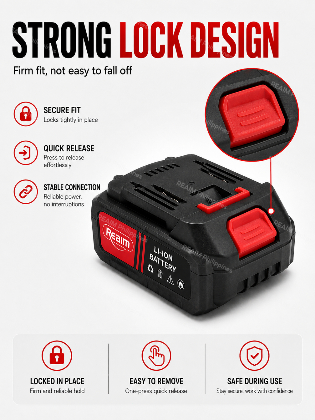 REAIM Lithium Battery 12V 18.5V Rechargeable Battery for Power Tools ...