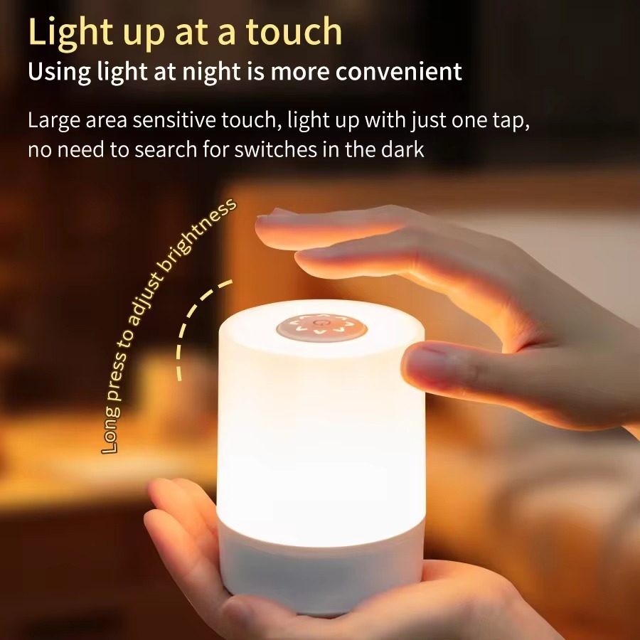 3-Color Remote Control Night Light – Touch USB Rechargeable Bedside ...