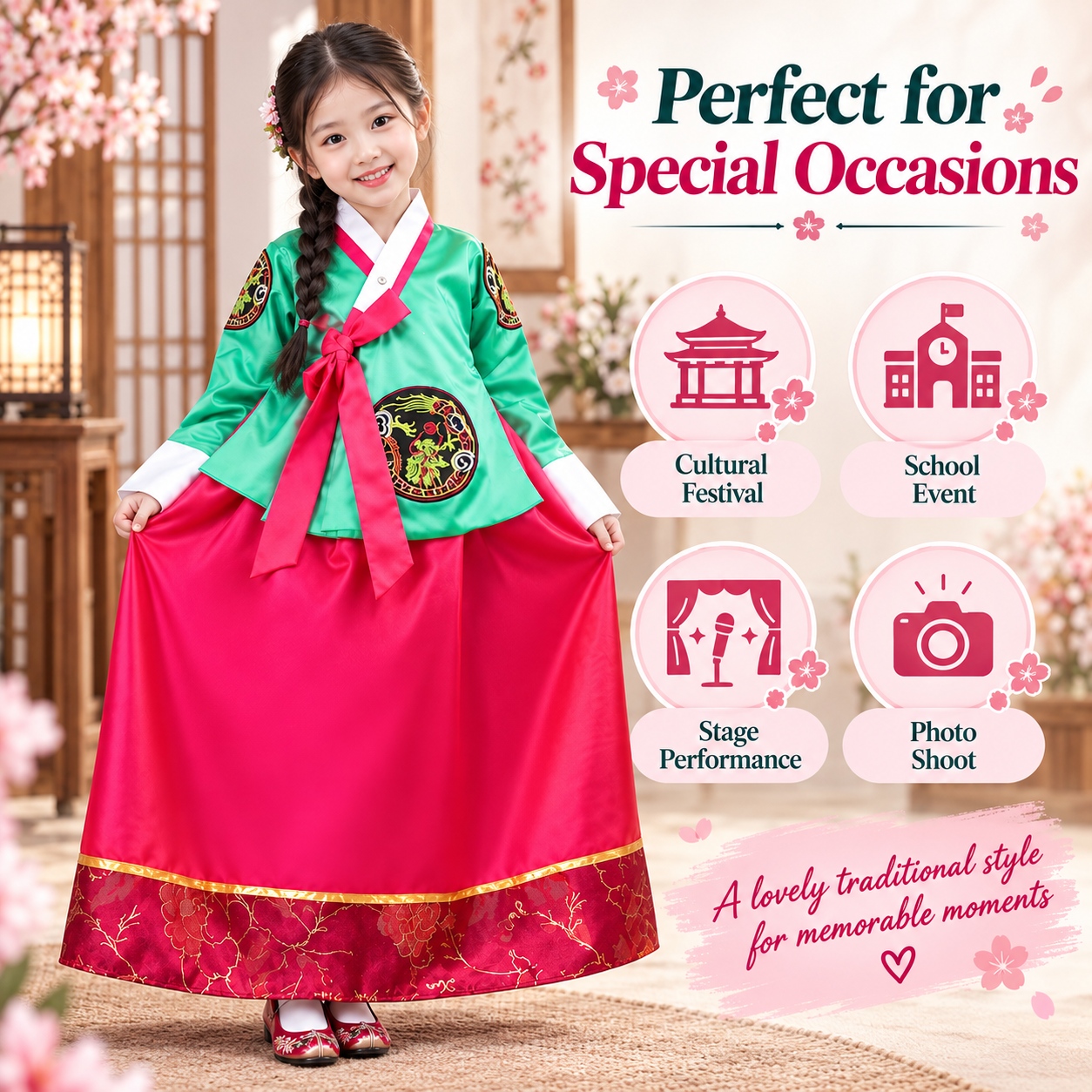 United Nations Day Girls Korean Hanbok Costume | Traditional Dress ...