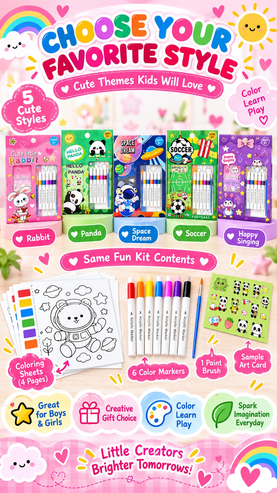 2026 13 in 1 Kids Watercolor Coloring Book With Paintbrush Drawing ...