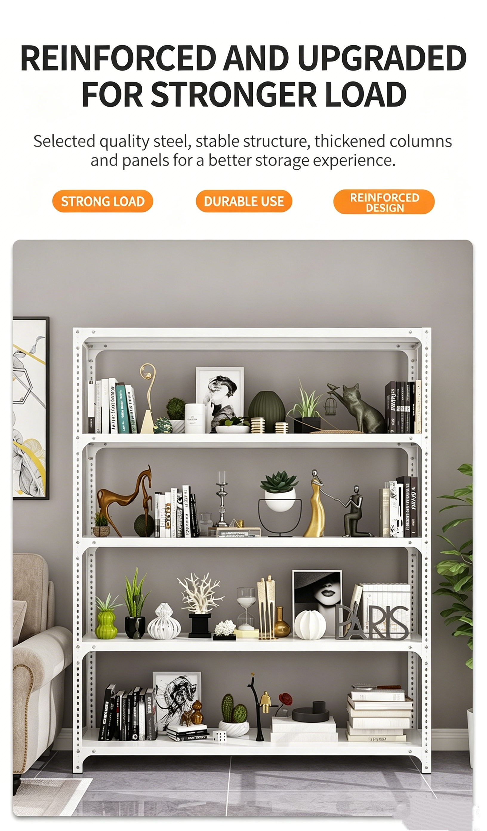 Metal Rack Shelves Heavy Duty Kitchen Organizer Storage Rack Shelf 3-6 ...