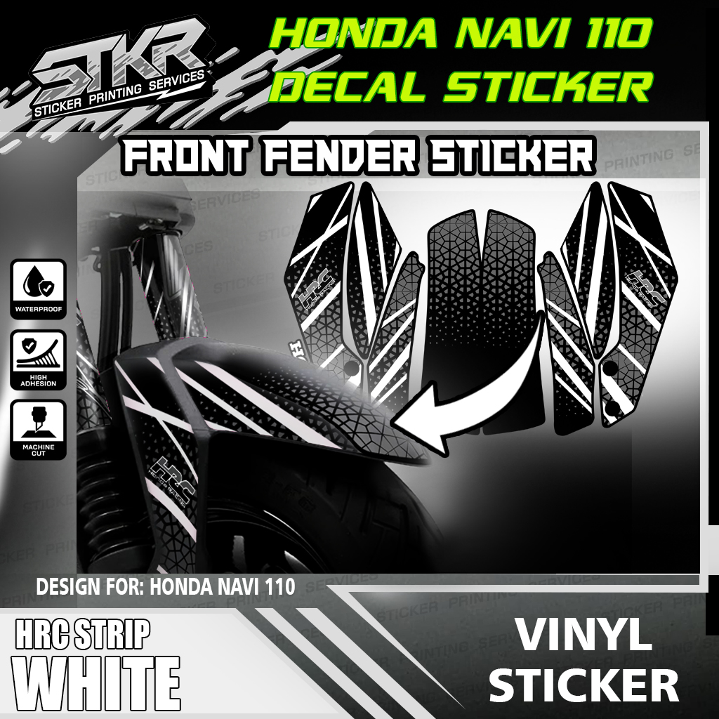 Honda Navi 110 Front Fender Sticker Vinyl Decal Sticker HRC Strip Pink ...