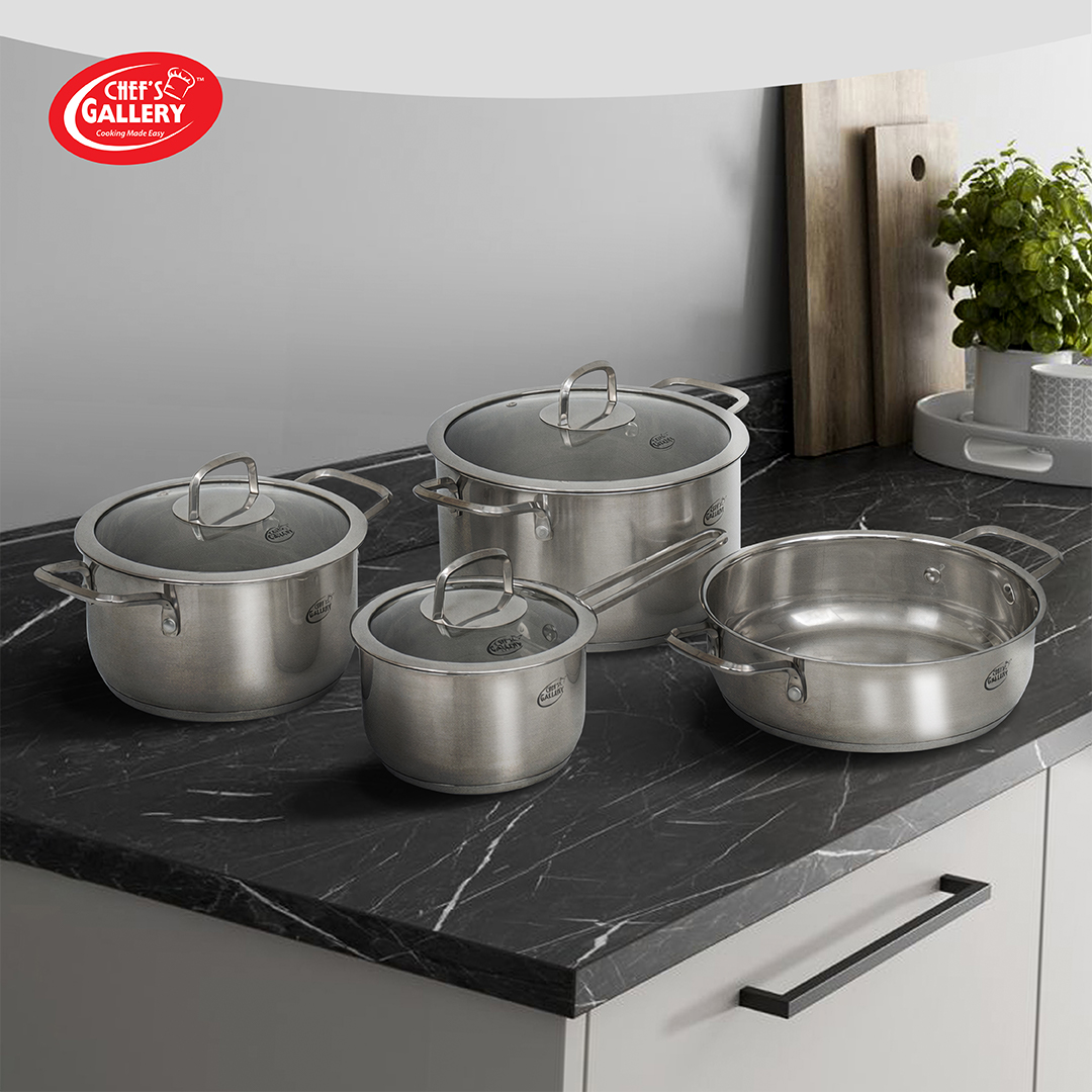 Chef's Gallery Windsor 18/8 Stainless Steel 5-Piece or 7-Piece Cookware ...