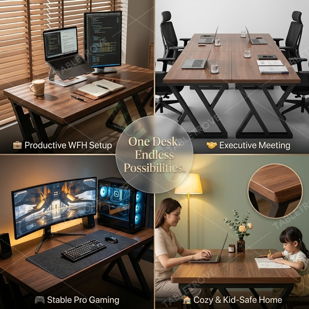 TABLRTROVE Solid Wood Desk 10-Min Easy Setup Heavy Duty Computer Table ...