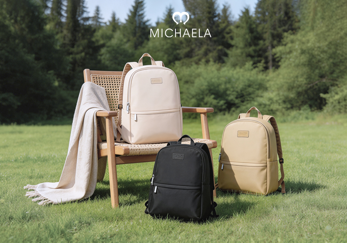 MICHAELA Sleek Re-Nylon Backpack Set 2PCS Laptop Cushion Roomy for ...