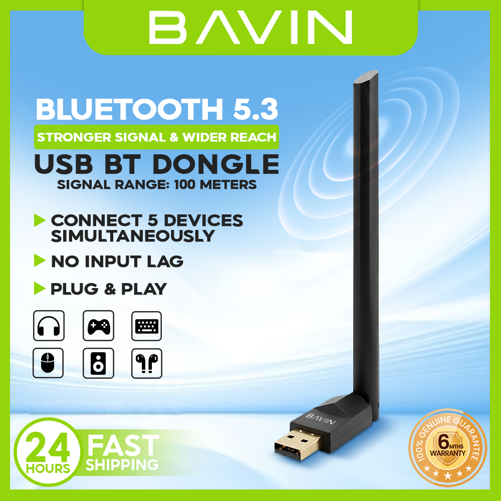 BAVIN O111 USB Bluetooth 5.3 100M Dongle Wireless Adapter for PC ...