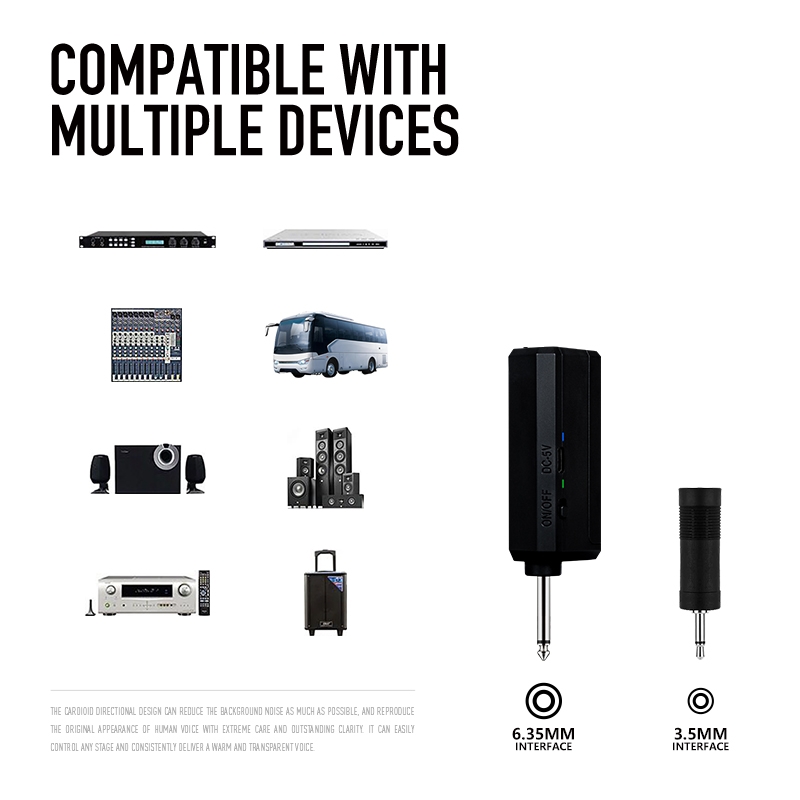 UHF 4‑in‑1 Wireless Handheld Microphone Black Metal Mic System with 6 ...