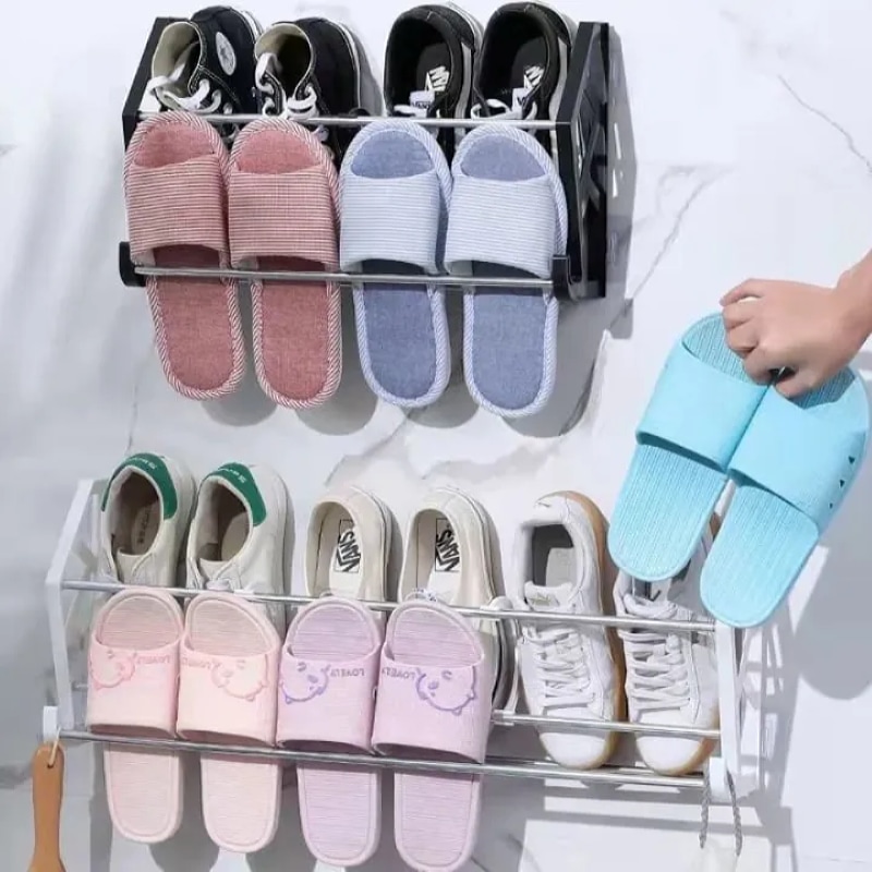 63CM Door Back Shoe Rack Organizer Wall Mounted Slipper Rack Organizer ...