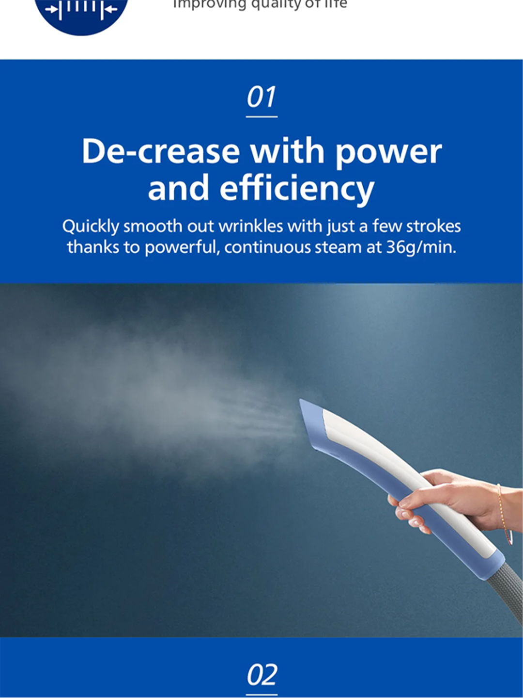PHILIPS Garment Steamer STE1030/20 1.8L 3 Steam Settings, With ...