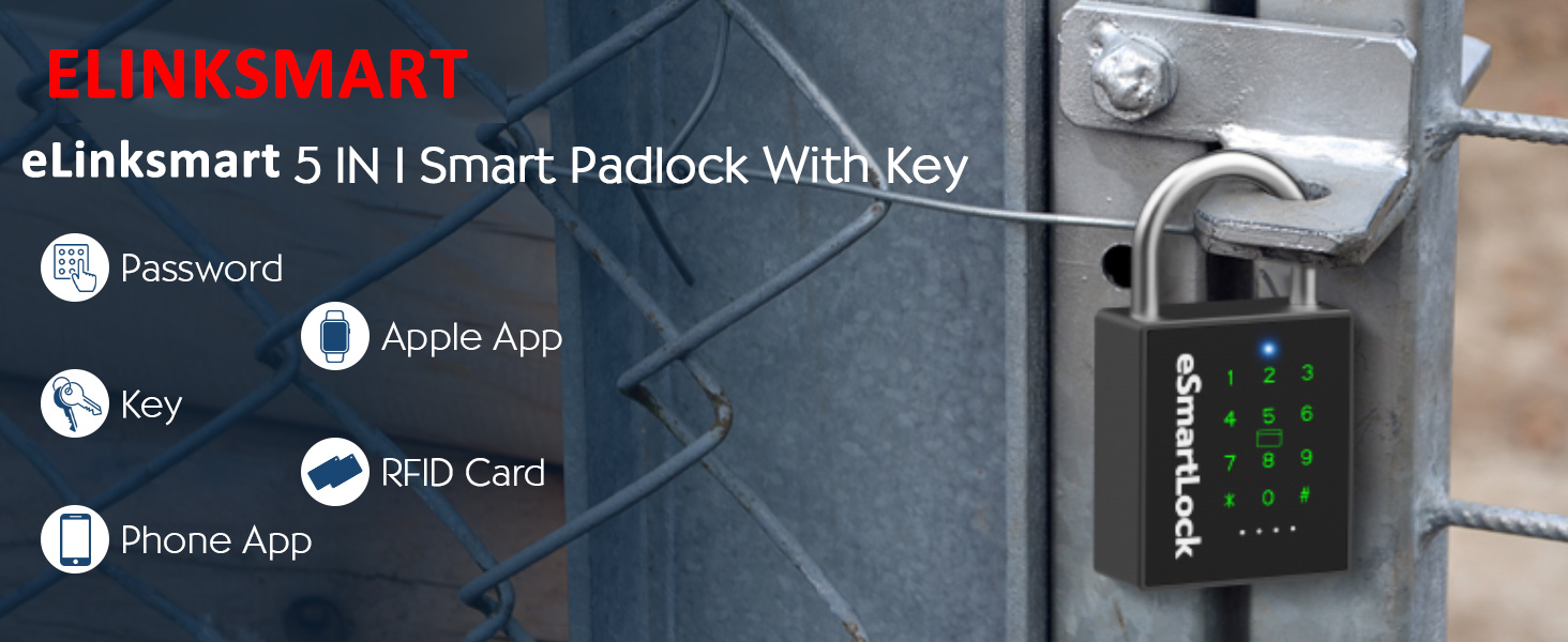 Smart Padlock with Key, Heavy Duty Combination Padlock, RFID Pad Lock ...