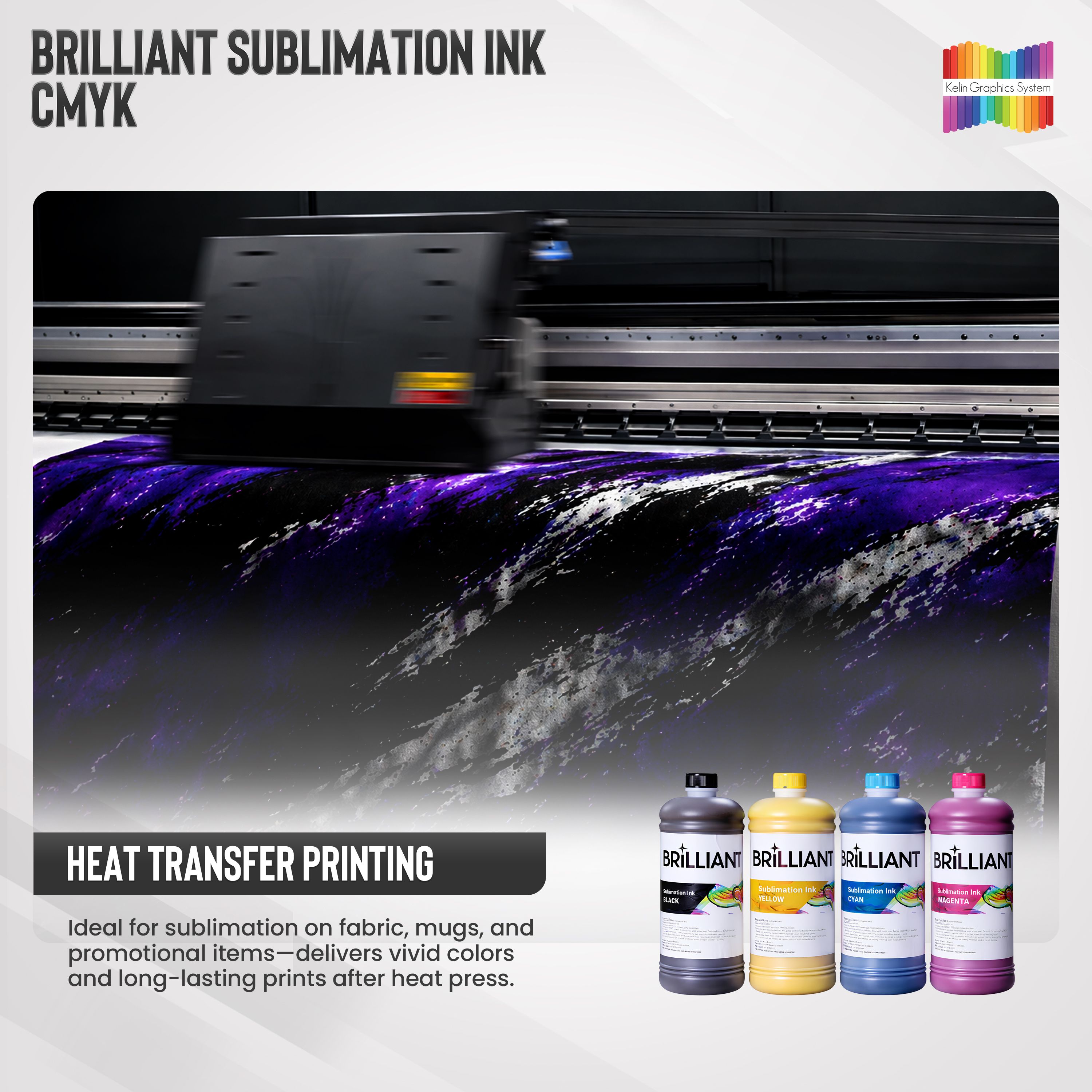KELIN Sublimation Ink Brilliant 1 Liter CMYK for Sublimation Printers ...