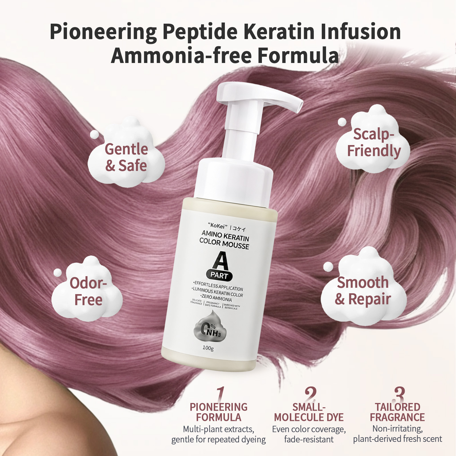 KoKei Bubble Hair Color Permanent Non-irritating Herbal Hair Dye ...