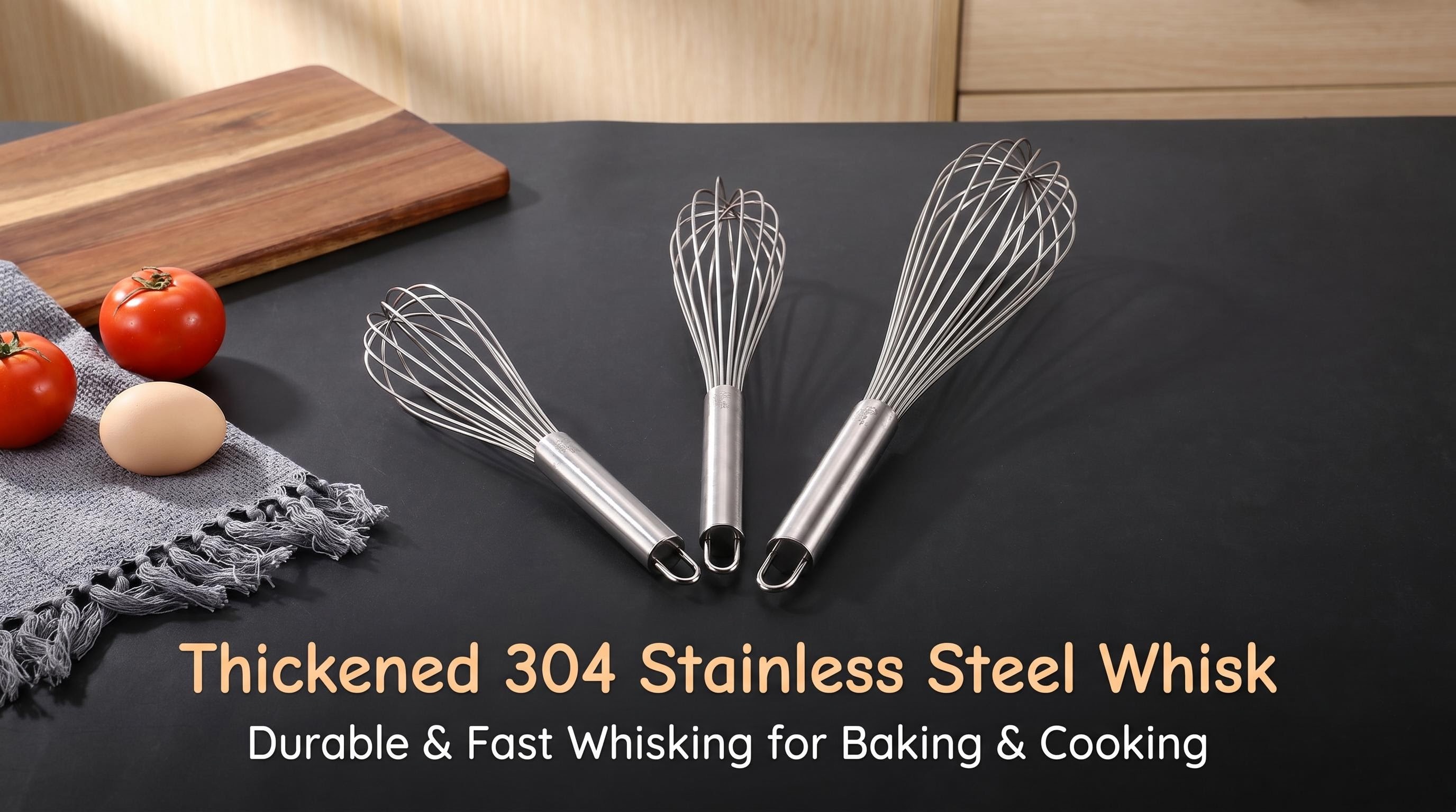 Heavy Duty Thickened Wire Whisk Stainless Steel Egg Beater for Baking ...