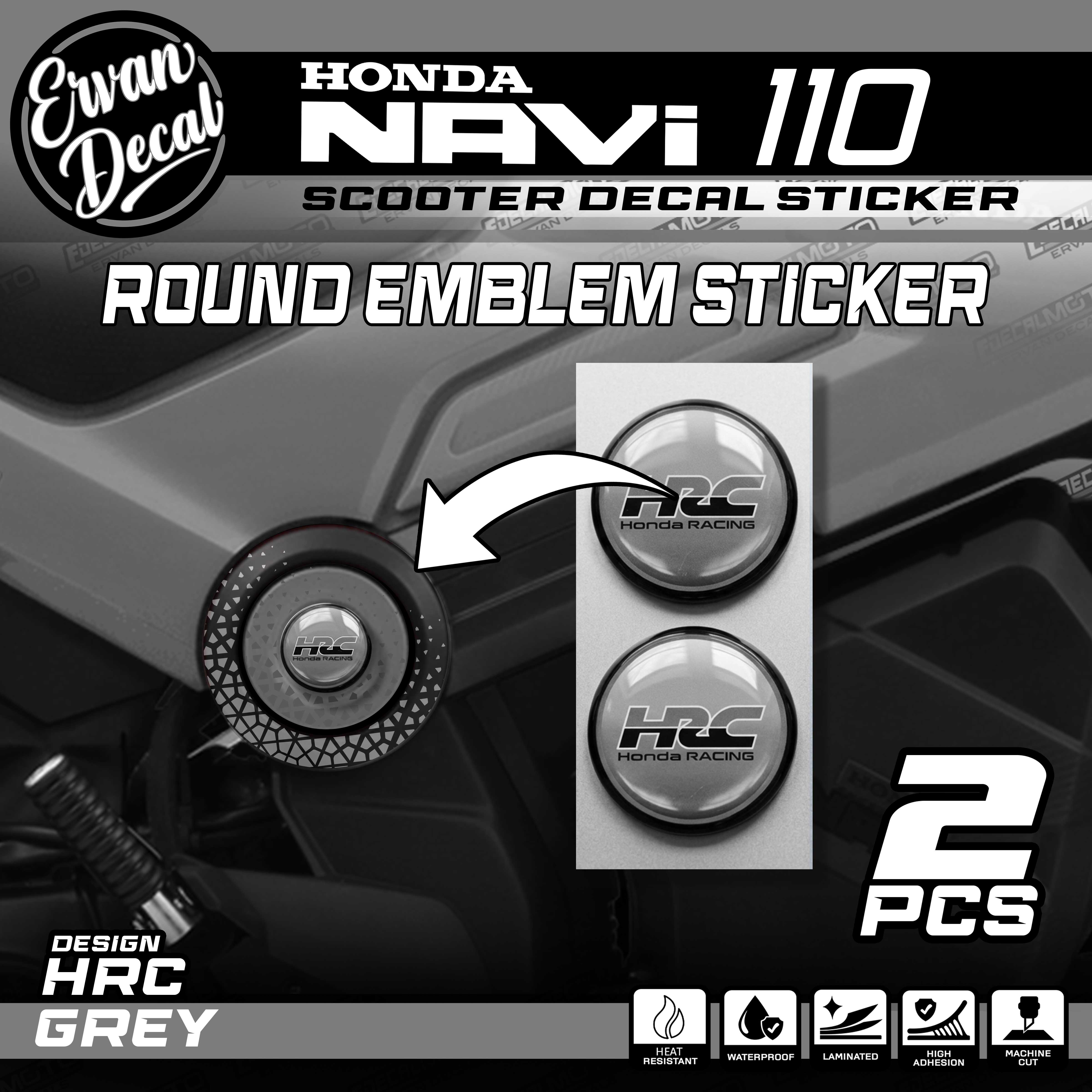 HONDA NAVI ROUND EMBLEM STICKER GLOSSY WATERPROOF ERVAN DECAL | Shopee ...