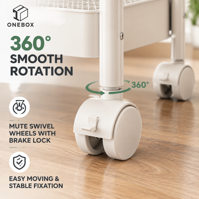 Metal Trolley Cart with Wheels Multi-layer Storage Rack Kitchen Storage ...