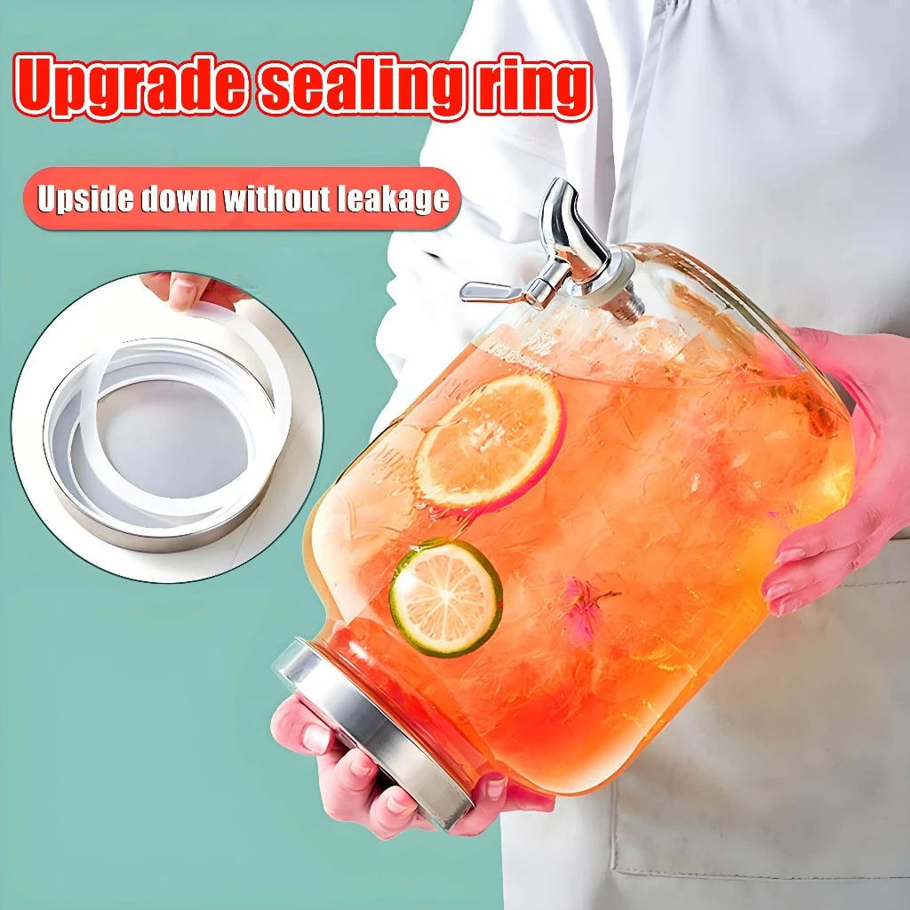 4L5L8L10LGlassBeverageDispenserJarwithMetal Stand & Faucet, Juice Water ...