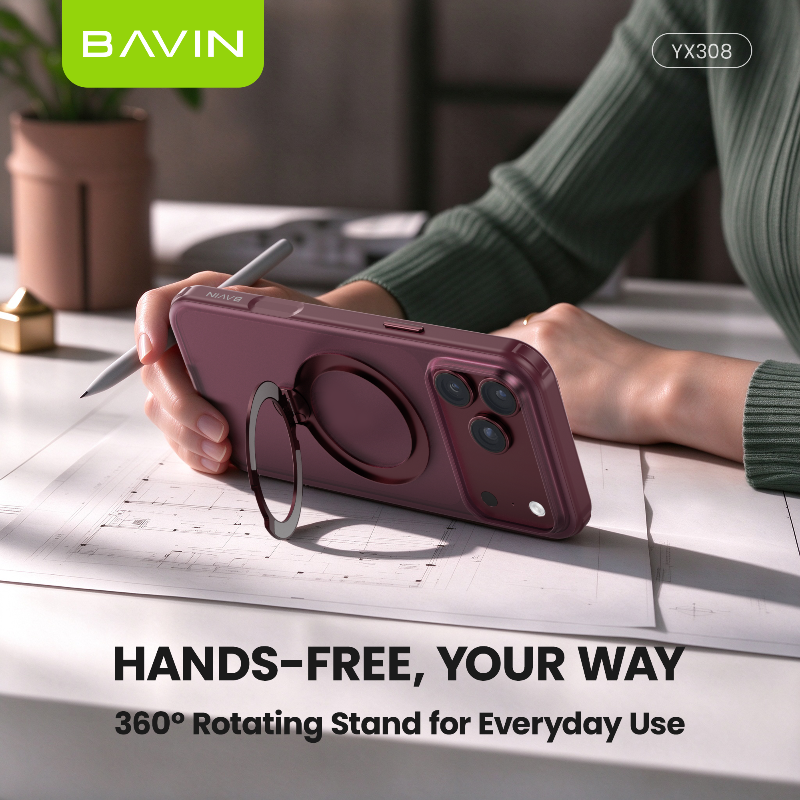 BAVIN YX308 Magnetic Phone Case w/ 360° Rotating Ring Stand Strong ...