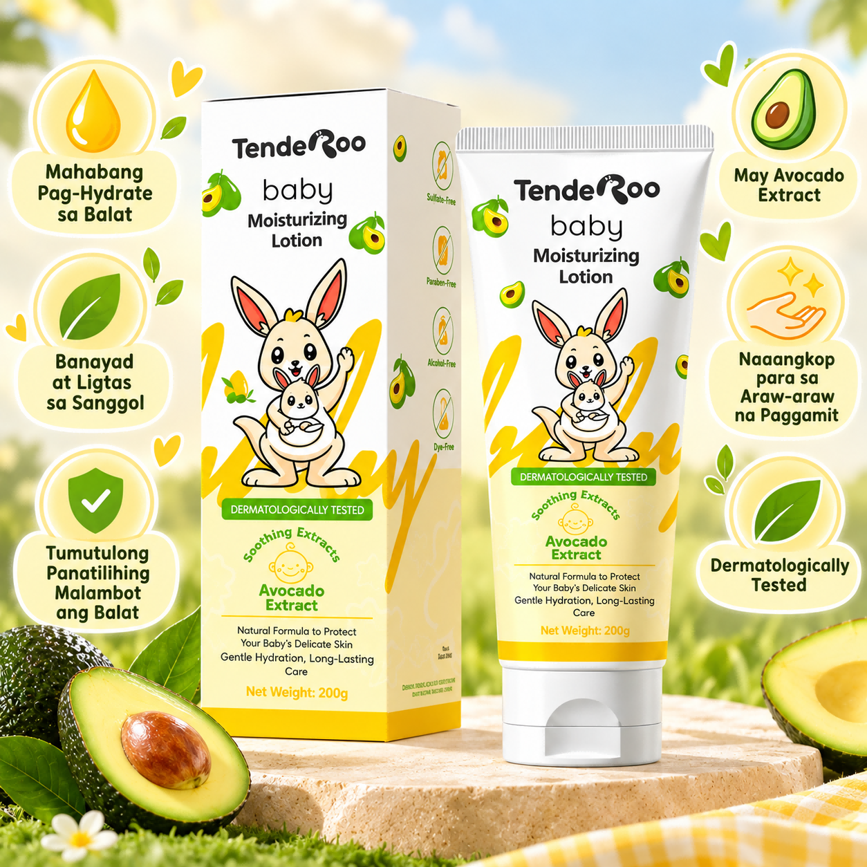 TendeRoo Baby Lotion 200g – May Avocado Extract para sa Malambot at ...