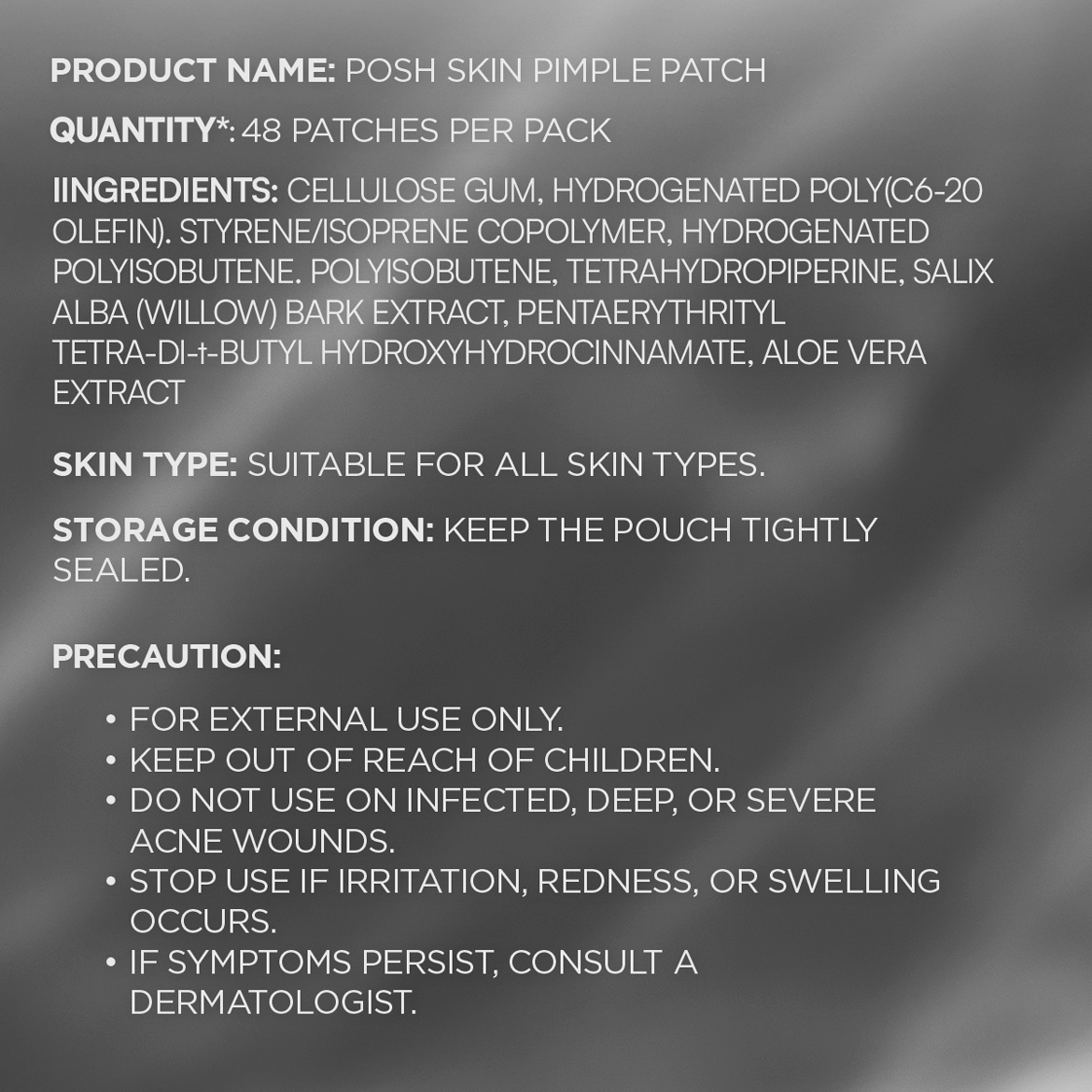 MEN'S PIMPLE PATCHES Posh Skin 48pcs Hydrocolloid Acne Spot Patches ...