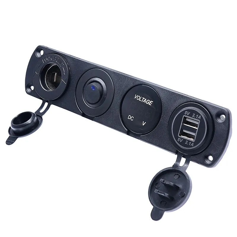 4-in-1 DIY Charger Socket Panel for Car, Truck Dual USB Fast Charging ...